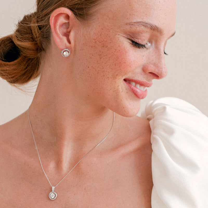 Hampton cubic zirconia bridal stud earrings - Liberty in Love