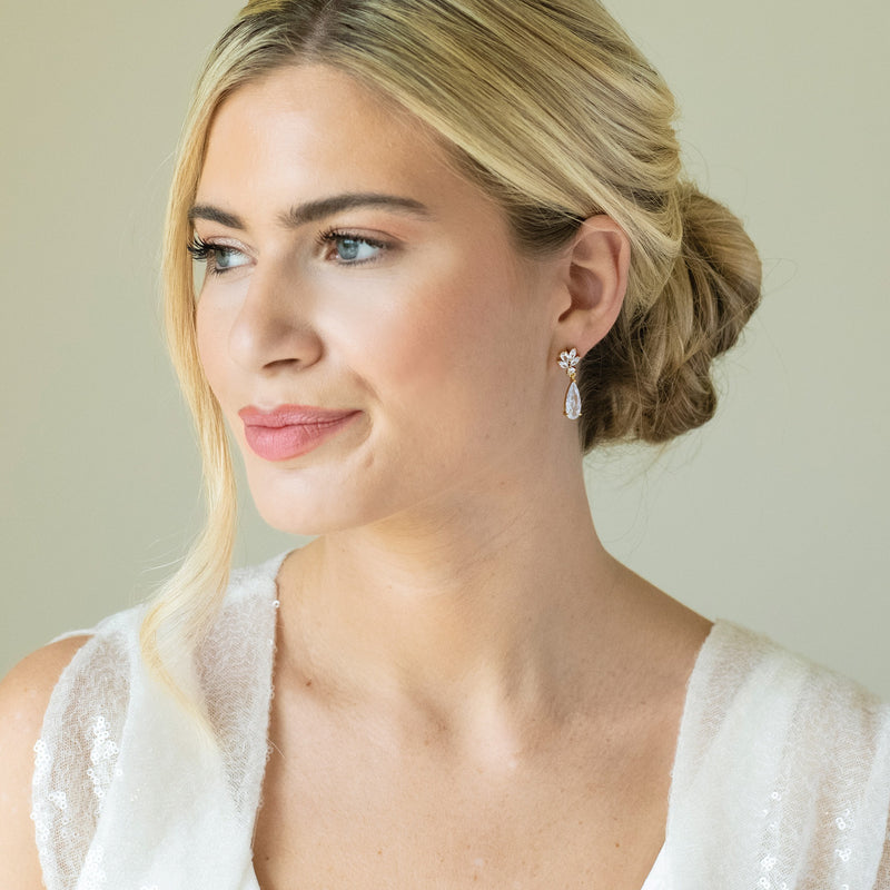 Harrogate crystal classic teardrop earrings (gold) - Liberty in Love
