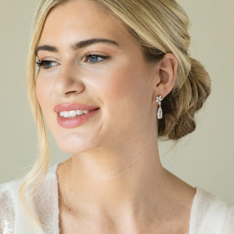 Harrogate crystal classic teardrop earrings (gold) - Liberty in Love