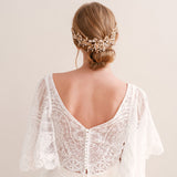 Heather crystal and pearl floral gold hair vine - Liberty in Love