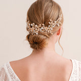Heather crystal and pearl floral gold hair vine - Liberty in Love