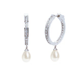 Helsinki crystal statement hoop pearl drop earrings (silver) - Liberty in Love