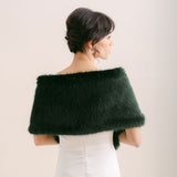 Hunter green faux fur short bridal wrap - Liberty in Love
