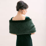 Hunter green faux fur short bridal wrap - Liberty in Love