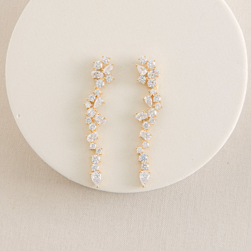 Islington crystal cluster drop earrings (gold) - Liberty in Love