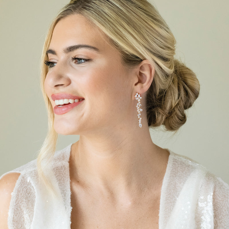 Islington crystal cluster drop earrings (gold) - Liberty in Love