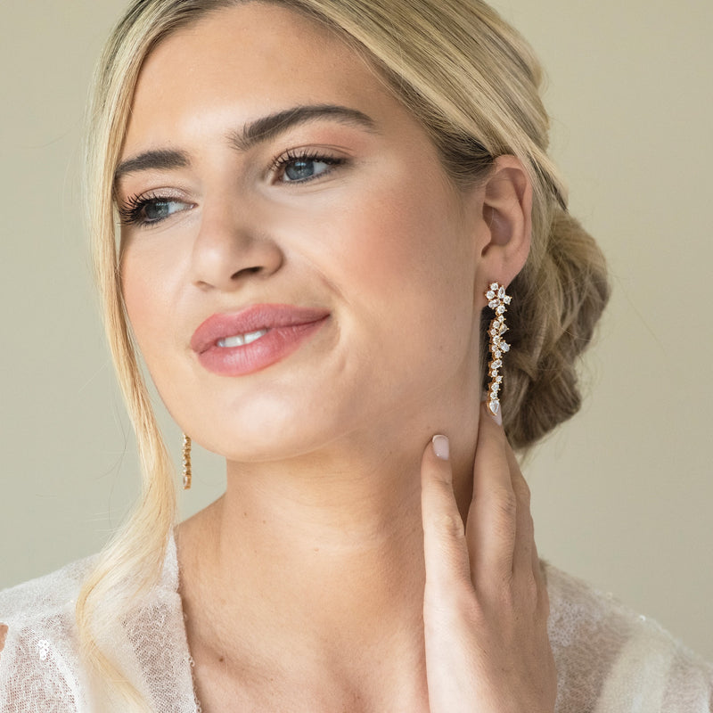 Islington crystal cluster drop earrings (gold) - Liberty in Love