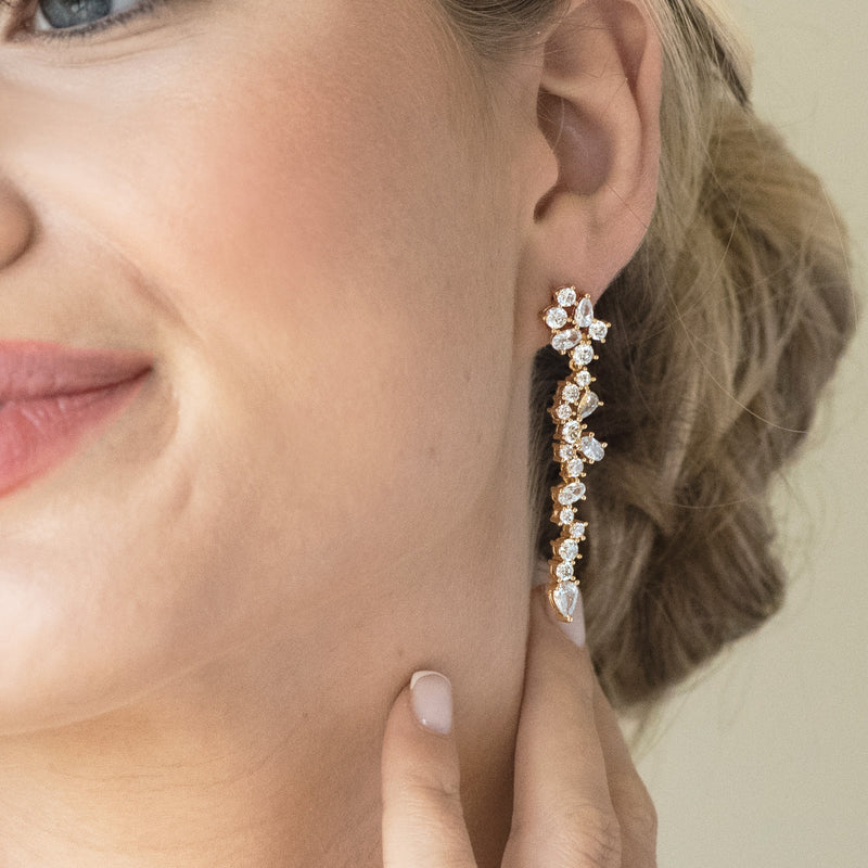 Islington crystal cluster drop earrings (gold) - Liberty in Love