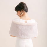 Ivory rose faux fur short bridal wrap - Liberty in Love