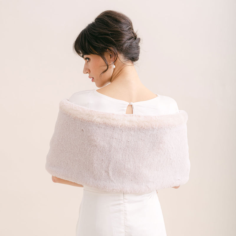 Ivory rose faux fur short bridal wrap - Liberty in Love