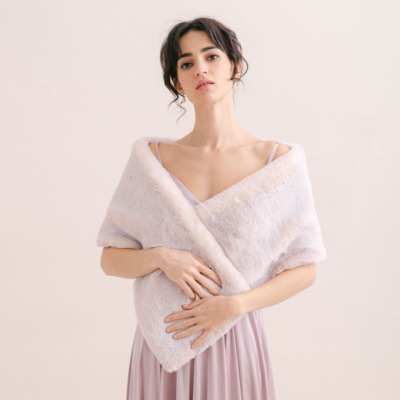 Ivory rose faux fur short bridal wrap - Liberty in Love