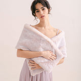 Ivory rose faux fur short bridal wrap - Liberty in Love