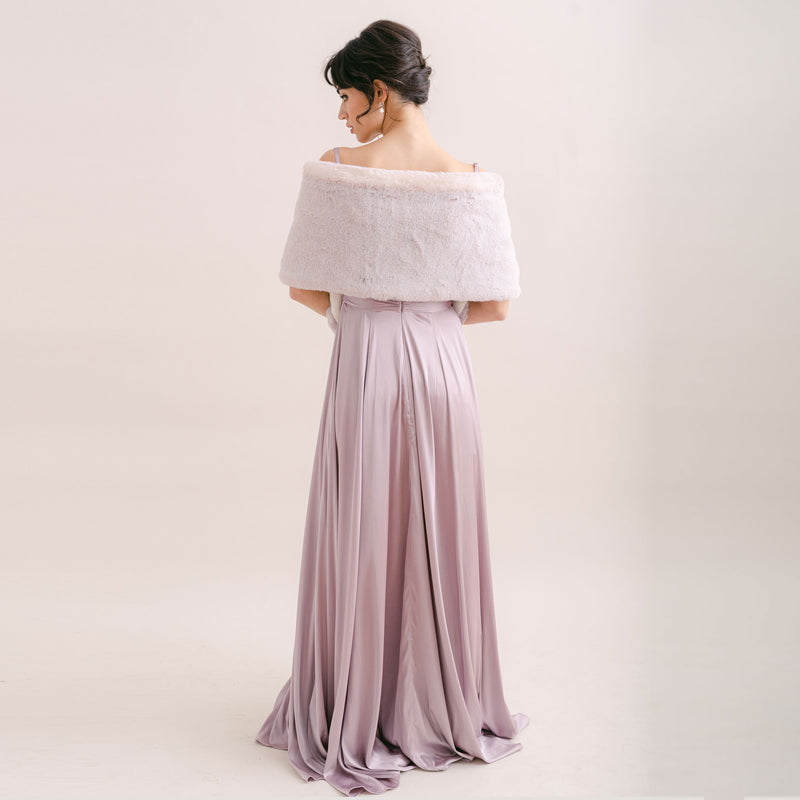 Ivory rose faux fur short bridal wrap - Liberty in Love