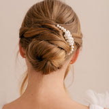 Juliette pearl floral hair comb (silver) - Liberty in Love