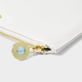 Katie Loxton semi-precious stone pouch 'Something blue for when you say I do' aqua in white - Liberty in Love