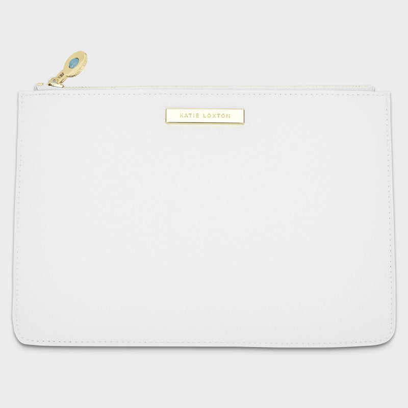 Katie Loxton semi-precious stone pouch 'Something blue for when you say I do' aqua in white - Liberty in Love