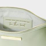 Katie Loxton semi-precious stone pouch 'Thank you for helping me tie the knot' amazonite in sage green - Liberty in Love