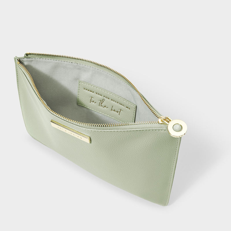 Katie Loxton semi-precious stone pouch 'Thank you for helping me tie the knot' amazonite in sage green - Liberty in Love