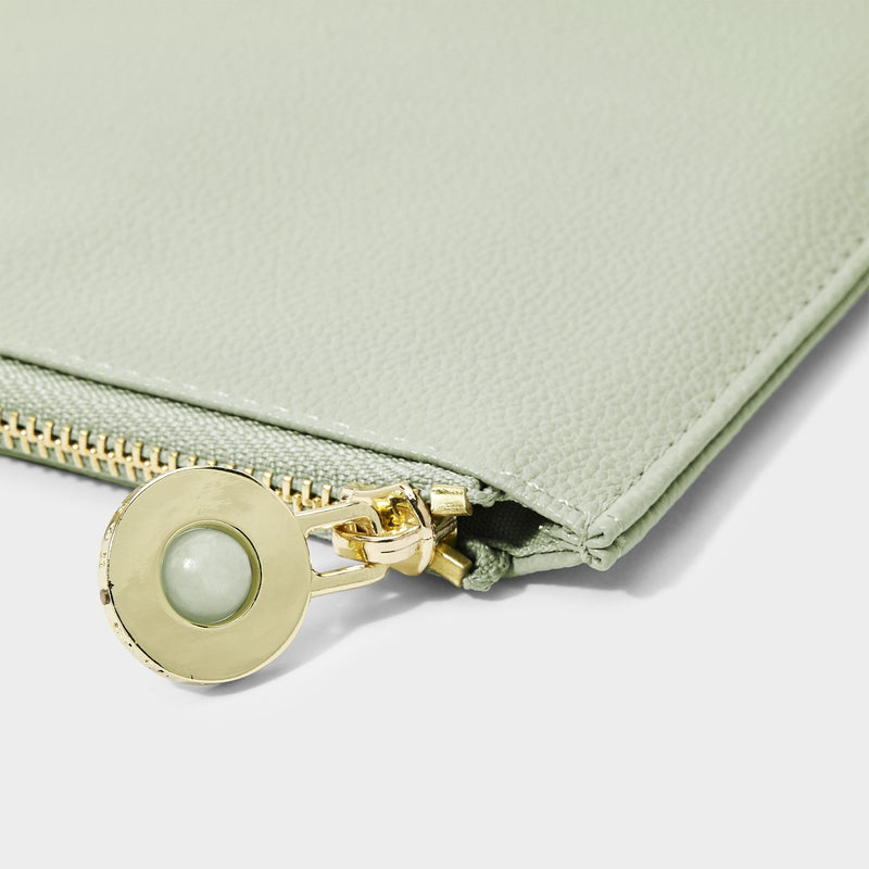 Katie Loxton semi-precious stone pouch 'Thank you for helping me tie the knot' amazonite in sage green - Liberty in Love