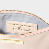 Katie Loxton semi-precious stone pouch 'Thank you for helping me tie the knot' rose quartz in pink - Liberty in Love