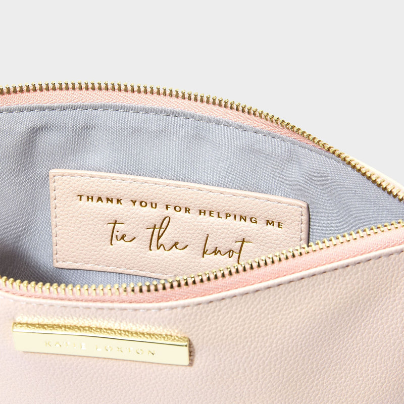 Katie Loxton semi-precious stone pouch 'Thank you for helping me tie the knot' rose quartz in pink - Liberty in Love