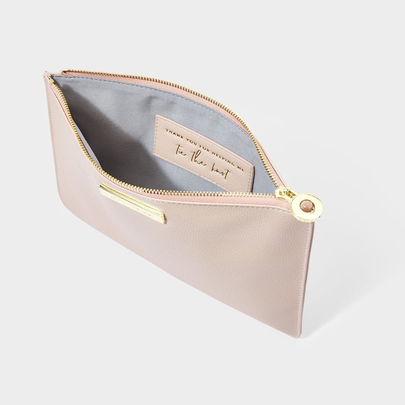 Katie Loxton semi-precious stone pouch 'Thank you for helping me tie the knot' rose quartz in pink - Liberty in Love