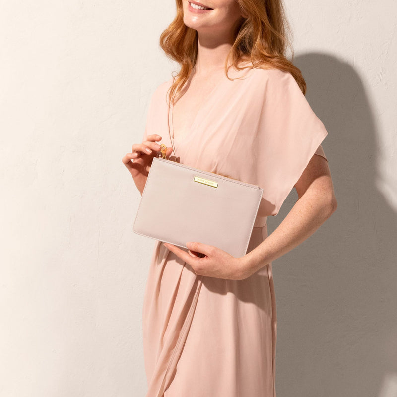 Katie Loxton semi-precious stone pouch 'Thank you for helping me tie the knot' rose quartz in pink - Liberty in Love