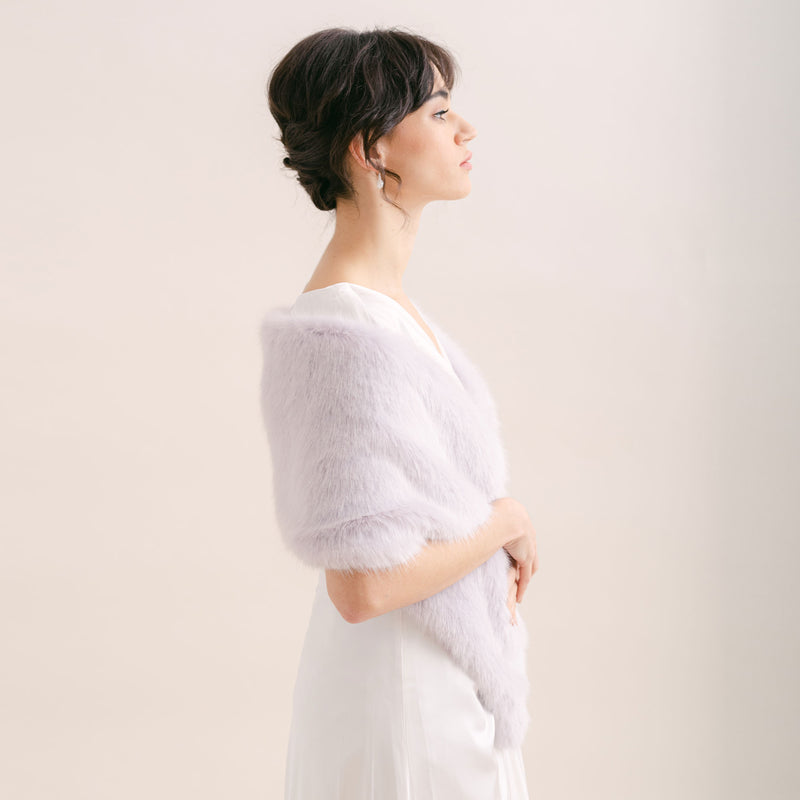 Lavender faux fur short bridal wrap - Liberty in Love