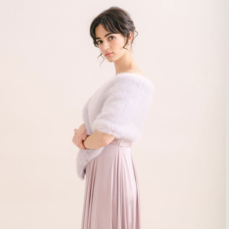 Lavender faux fur short bridal wrap - Liberty in Love