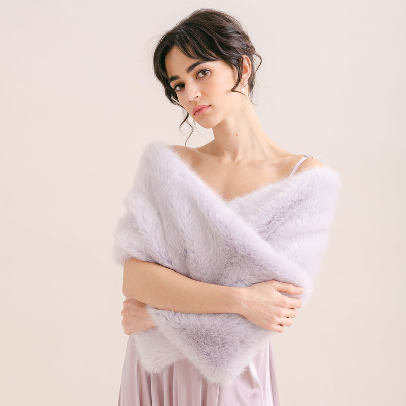 Lavender faux fur short bridal wrap - Liberty in Love