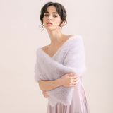 Lavender faux fur short bridal wrap - Liberty in Love
