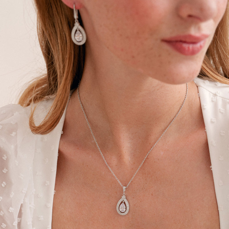 Lilibeth teardrop CZ pendant (silver) - Liberty in Love