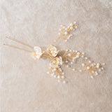 Lorelai enameled floral pearl sprig hair pins - Liberty in Love