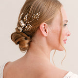 Lorelai enameled floral pearl sprig hair pins - Liberty in Love