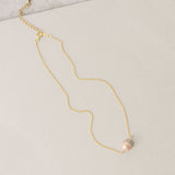 Luna single pearl chain choker necklace (dusky pink) - Liberty in Love