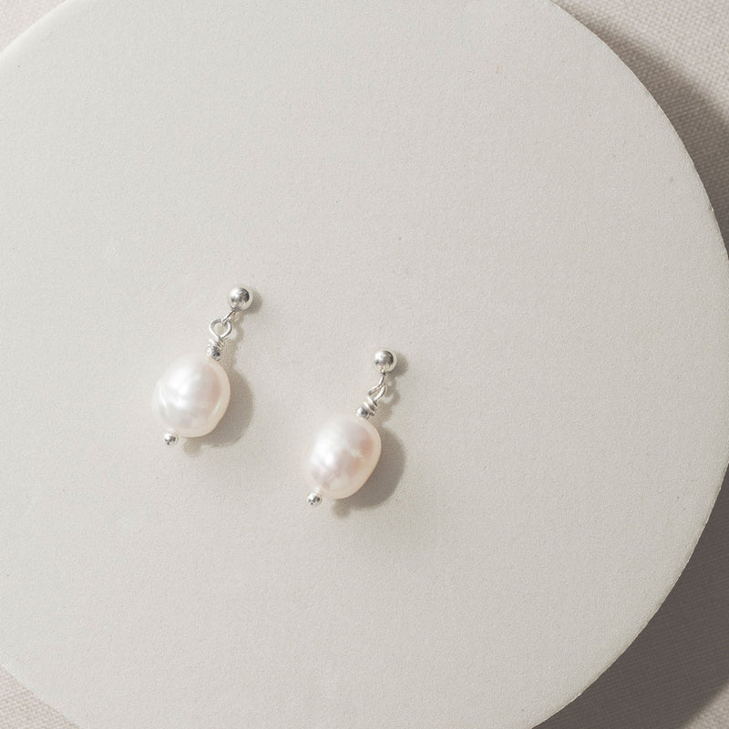 Mini pearl drop stud earrings (silver) - Liberty in Love