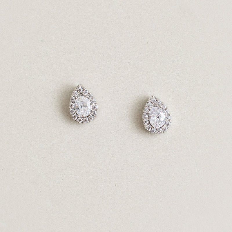 Noemi II zirconia teardrop stud earrings (silver) - Liberty in Love