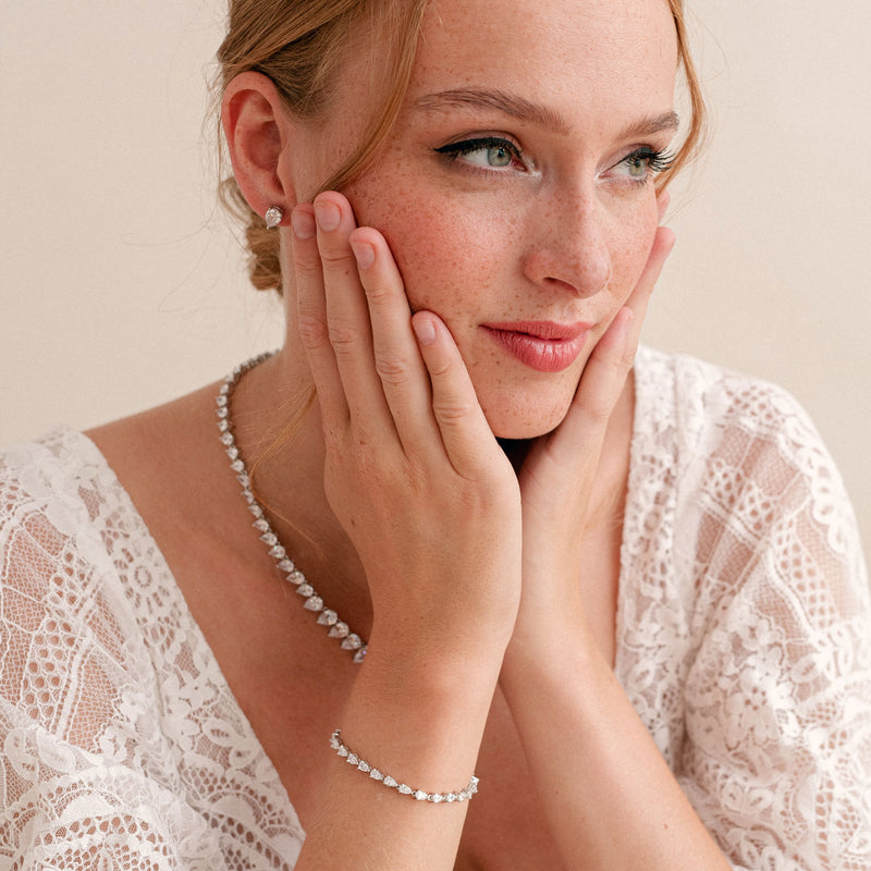 Manhattan pear cubic zirconia bridal stud earrings - Liberty in Love