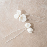 Marguerite I clay flower hair pins - Liberty in Love