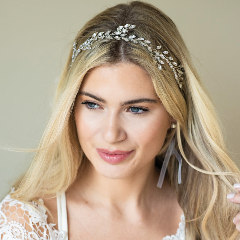 Midnight mist crystal leaves hair vine - Liberty in Love