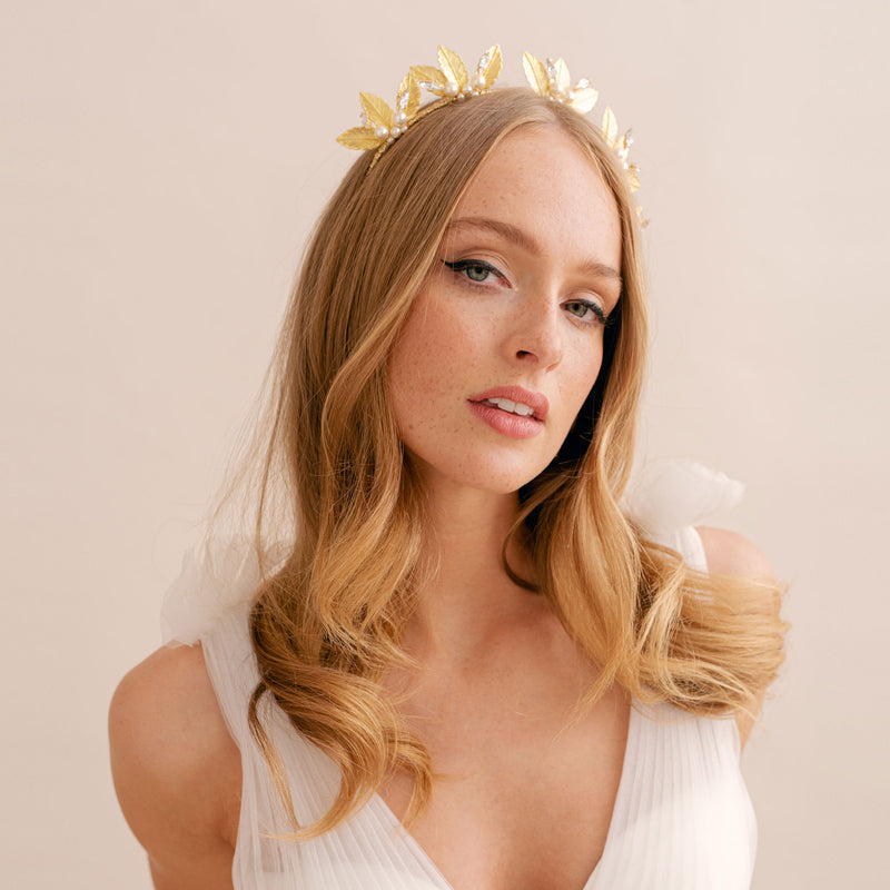 Midsummer gold leaf pearl crown - Liberty in Love
