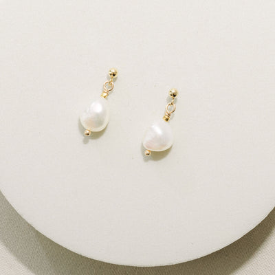 Mini pearl drop stud earrings (gold) - Liberty in Love