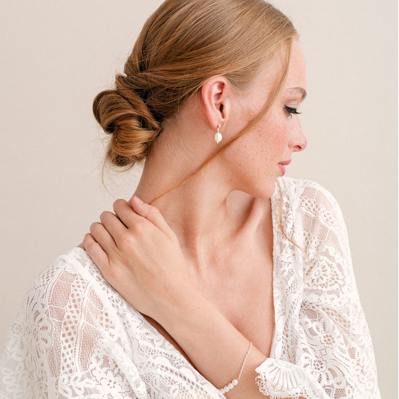 Mini pearl drop stud earrings (silver) - Liberty in Love