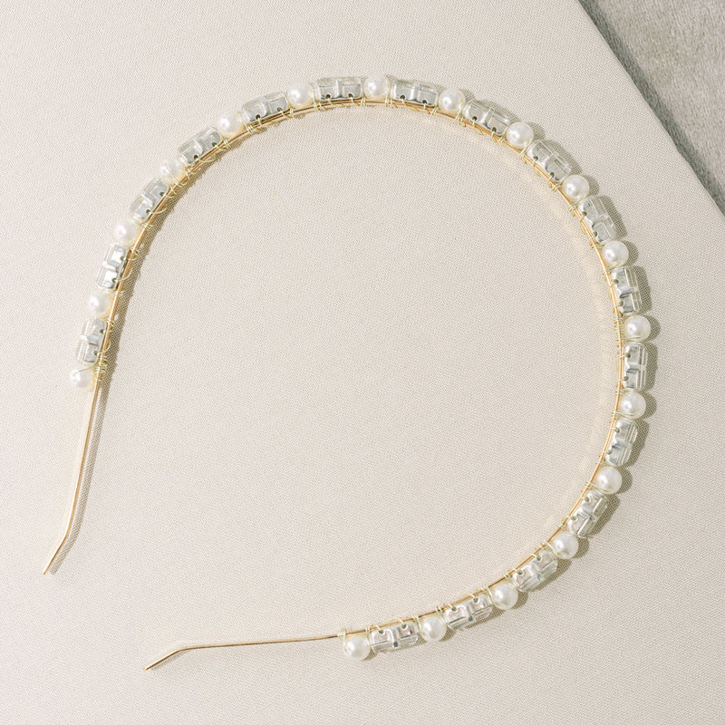 Navette crystal and pearl slim headband - Liberty in Love