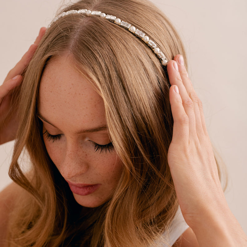 Navette crystal and pearl slim headband - Liberty in Love