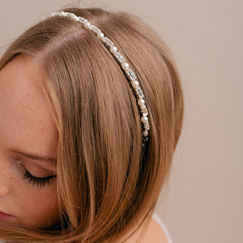 Navette crystal and pearl slim headband - Liberty in Love