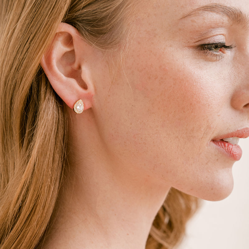 Noemi II zirconia teardrop stud earrings (gold) Liberty in Love