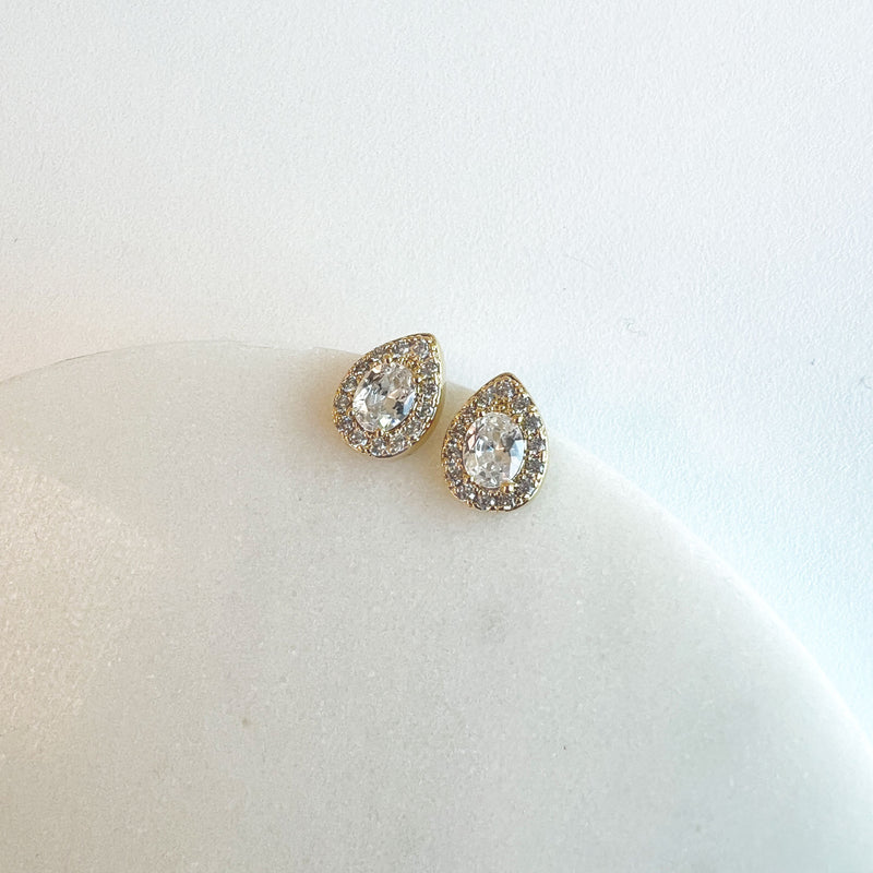 Noemi II zirconia teardrop stud earrings (gold) - Liberty in Love