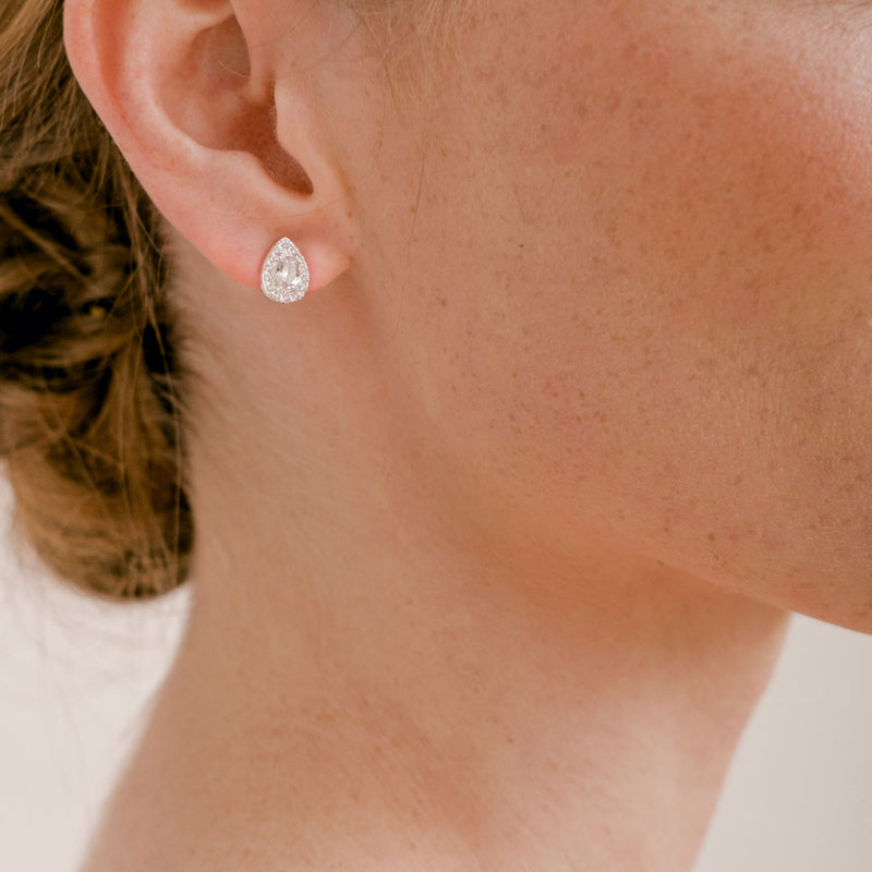 Noemi II zirconia teardrop stud earrings (silver) - Liberty in Love