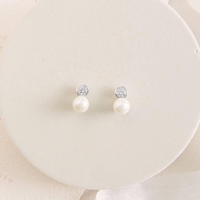 Portland solitaire crystal and pearl earrings - Liberty in Love